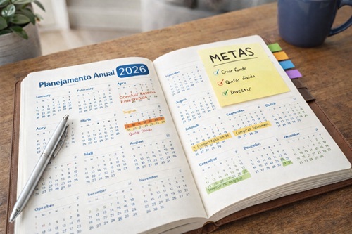 Agenda com plano financeiro pessoal