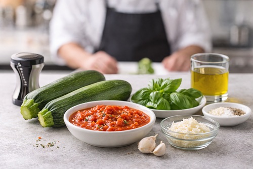 Ingredientes para fazer espaguete de abobrinha