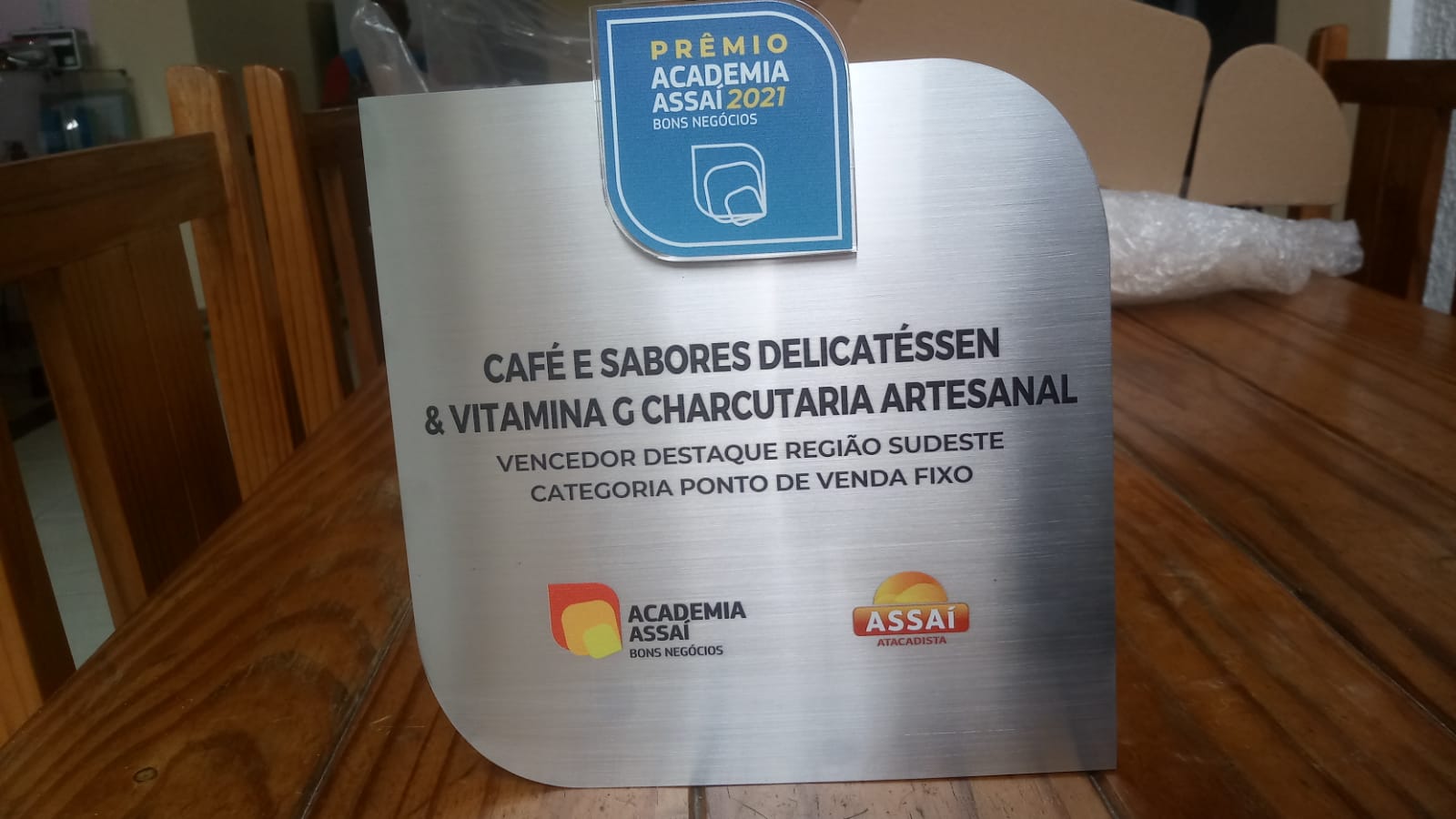 placa premiação prêmio academia assaí