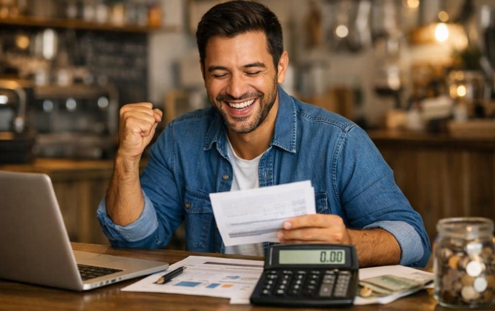Empreendedor comemorando isenção de imposto de renda até R$ 5 mil