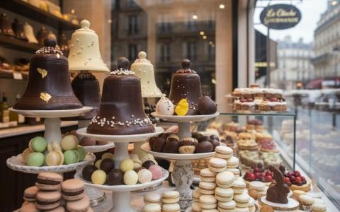 Produtos de chocolate na vitrine